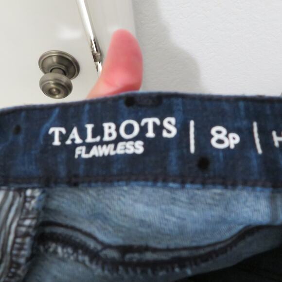 Talbots Womens Sz 8 Blue Black High Waist Jegging Ankle Jeans Polka Dot - Picture 5 of 7